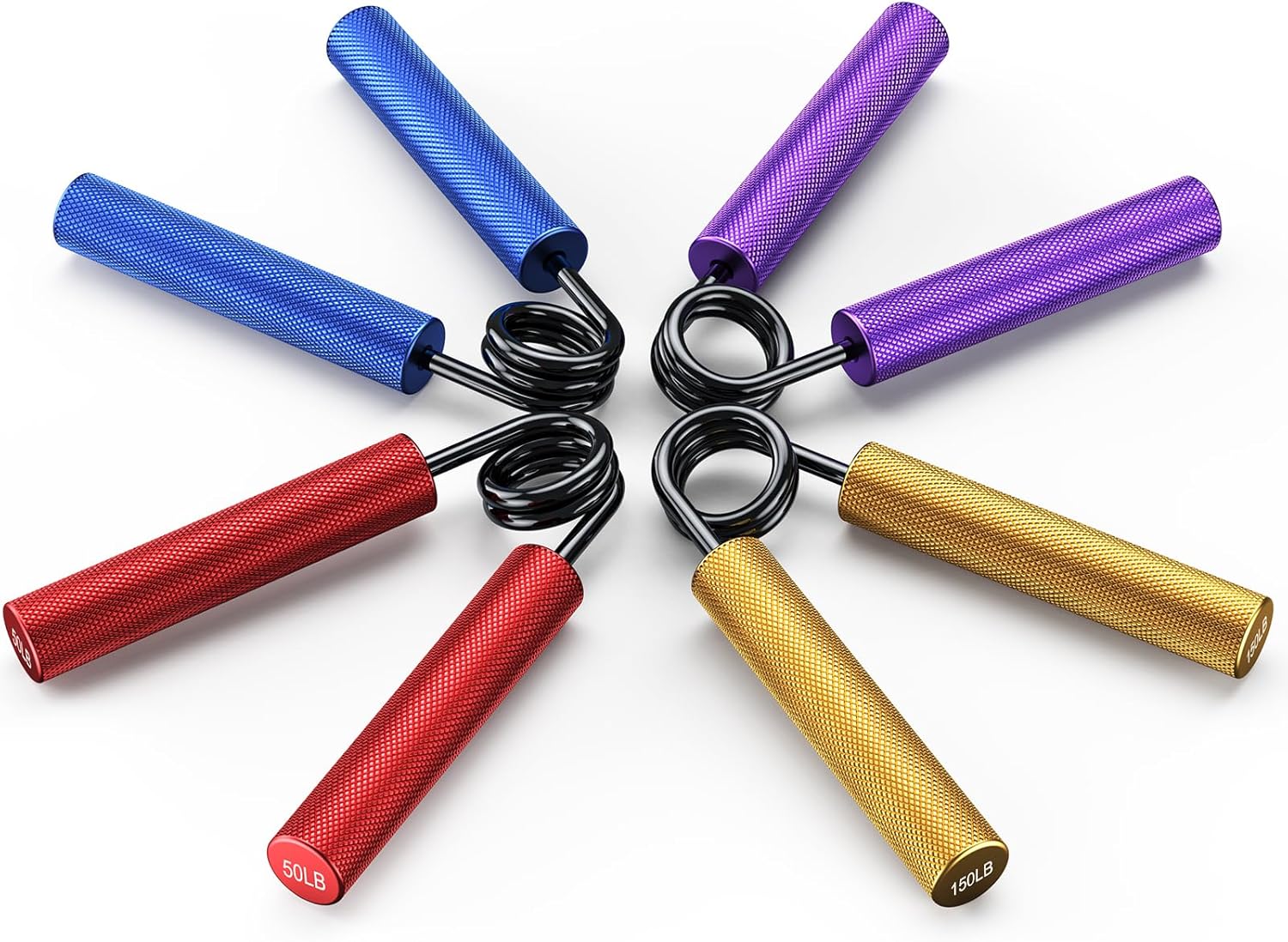 ZEAGUS Grip Strength Trainer 4 Pack,50LB-200LB Metal Hand Grip Strengthener,Non-Slip Heavy-Duty Forearm Exerciser,Hand Gripper for Muscle Building and Hand Rehabilitation Exercising