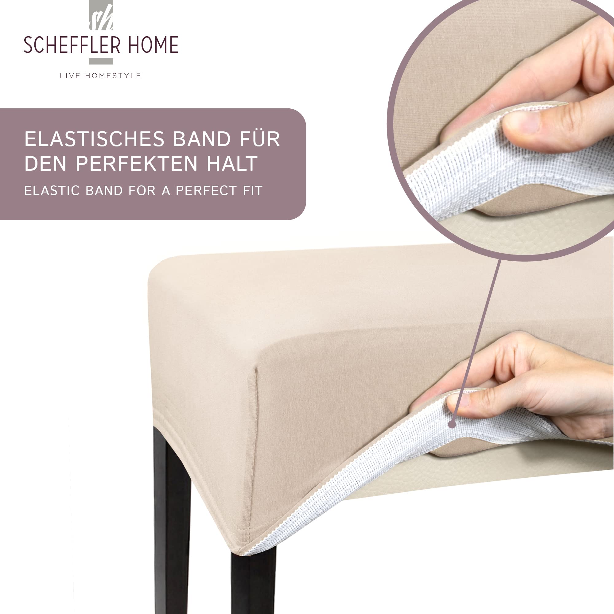 SCHEFFLER-Home Housse de Chaise Extensible Leni / Set de 6 / Pour chaises à Haut Dossier / Lavable