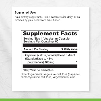 DAVINCI Labs Grapefruit Seed Extract 400 mg - Supports GI & Digestive Gut Health - Gluten Free, Vegetarian - 60 Capsules (30-Day Supply)