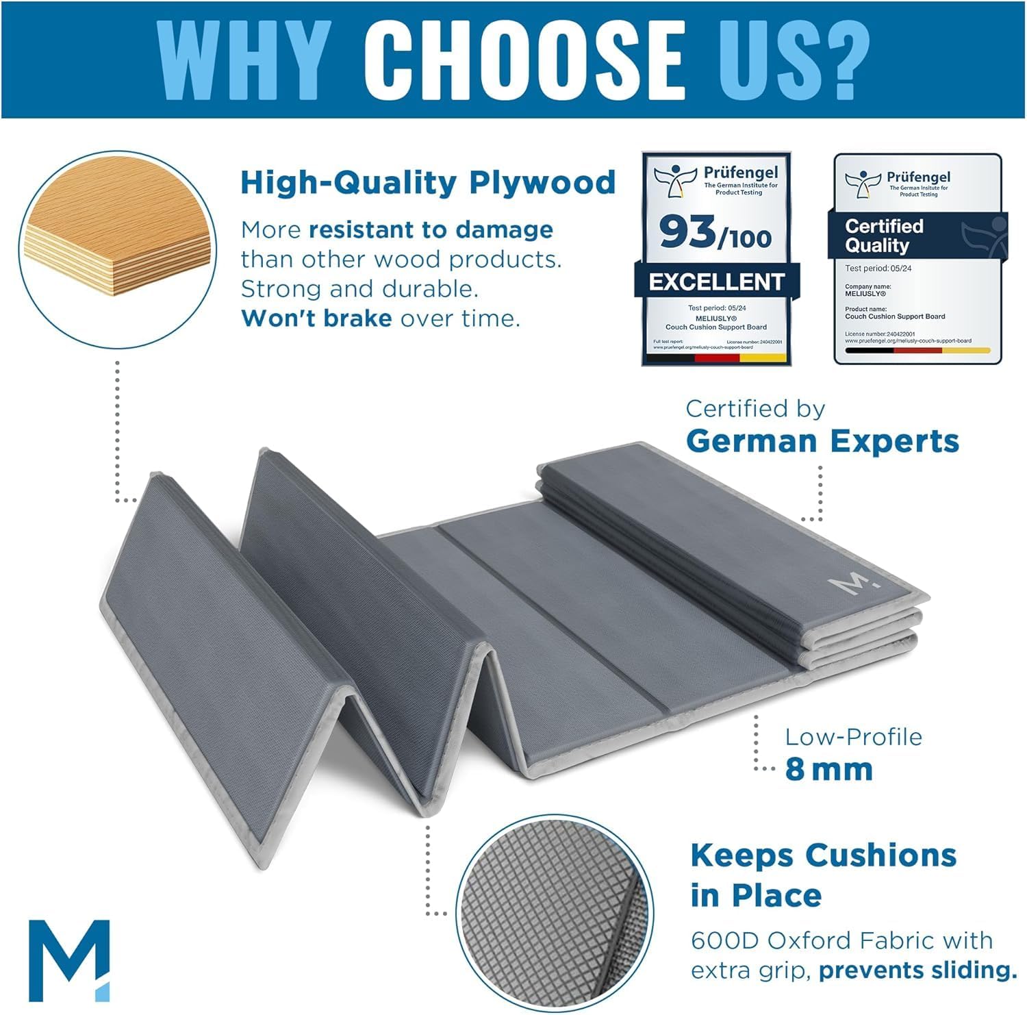 Meliusly Heavy Duty Couch Cushion Support for Sagging Cushions (24x79) Reinforced Plywood Sofa Cushion Support Board for Sagging Seat, Deep Couch Supporter for Under the Cushions, Loveseat Saver