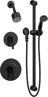 3505-H321-V-CYL-BMB1.5TRM Dia 2-Handle 1-Spray Shower Trim with 1-Spray Hand Shower in Matte Black (Valves Not Included)