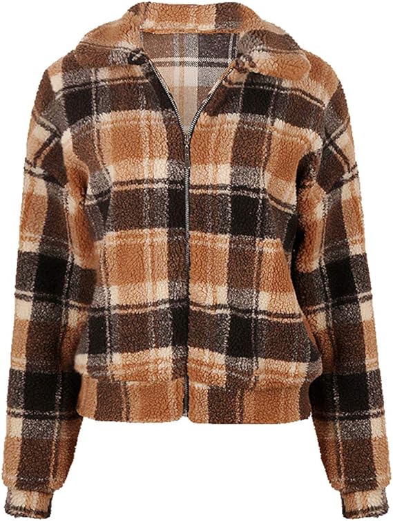 plaid fluffy jacket