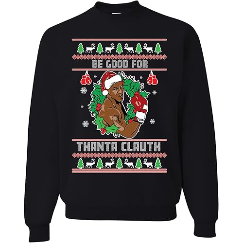 wild custom apparel Mike Tyson Kith Me Under The Mithletoe Ugly Christmas Crewneck Sweatshirt