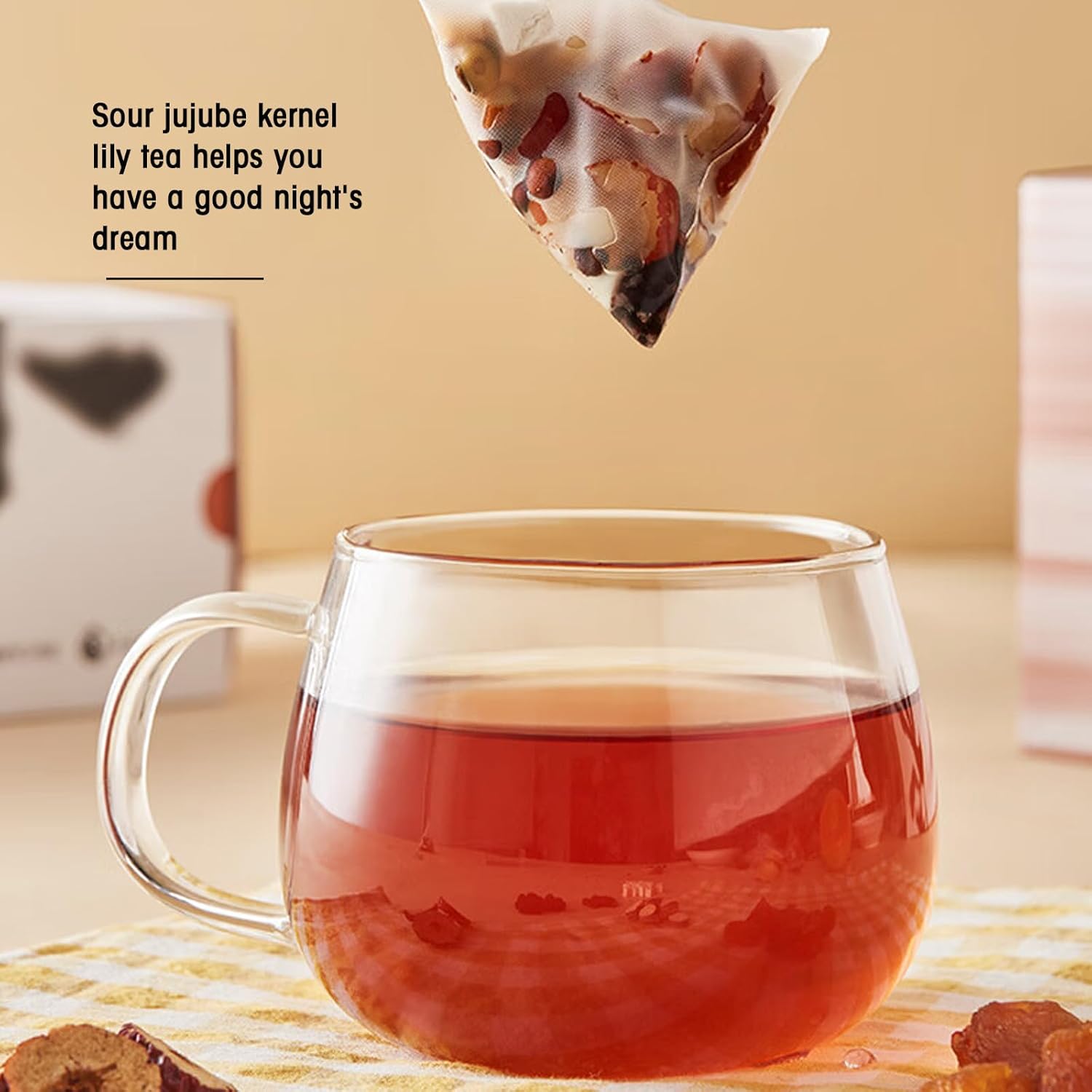 Sour Jujube Kernel Poria Cocos Tea Bags 250g(32bgs) Good Night Sleep Tea Sour Jujube Kernel Lily Tea Chinese Tea Bags 酸枣仁百合茶 酸枣仁茶 晚安茶 助眠