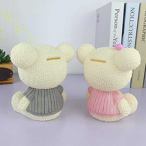 Miniatura 7 de Jaugufiy Alcancía de oso de peluche de resina de dibujos animados lindo oso monedero banco de monedas caja de ahorro de monedas para regalo de niños