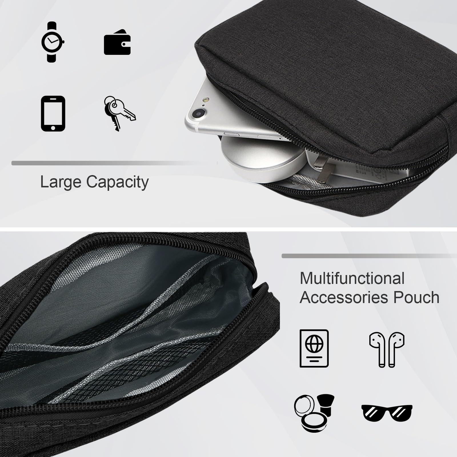 Flintronic Laptophoes voor 15,6 inch, draagbare waterbestendige laptoptas voor heren met zakken en compartimenten, compatibel met MacBook, Asus, Dell, HUAWEI 15,6 inch laptop (zwart