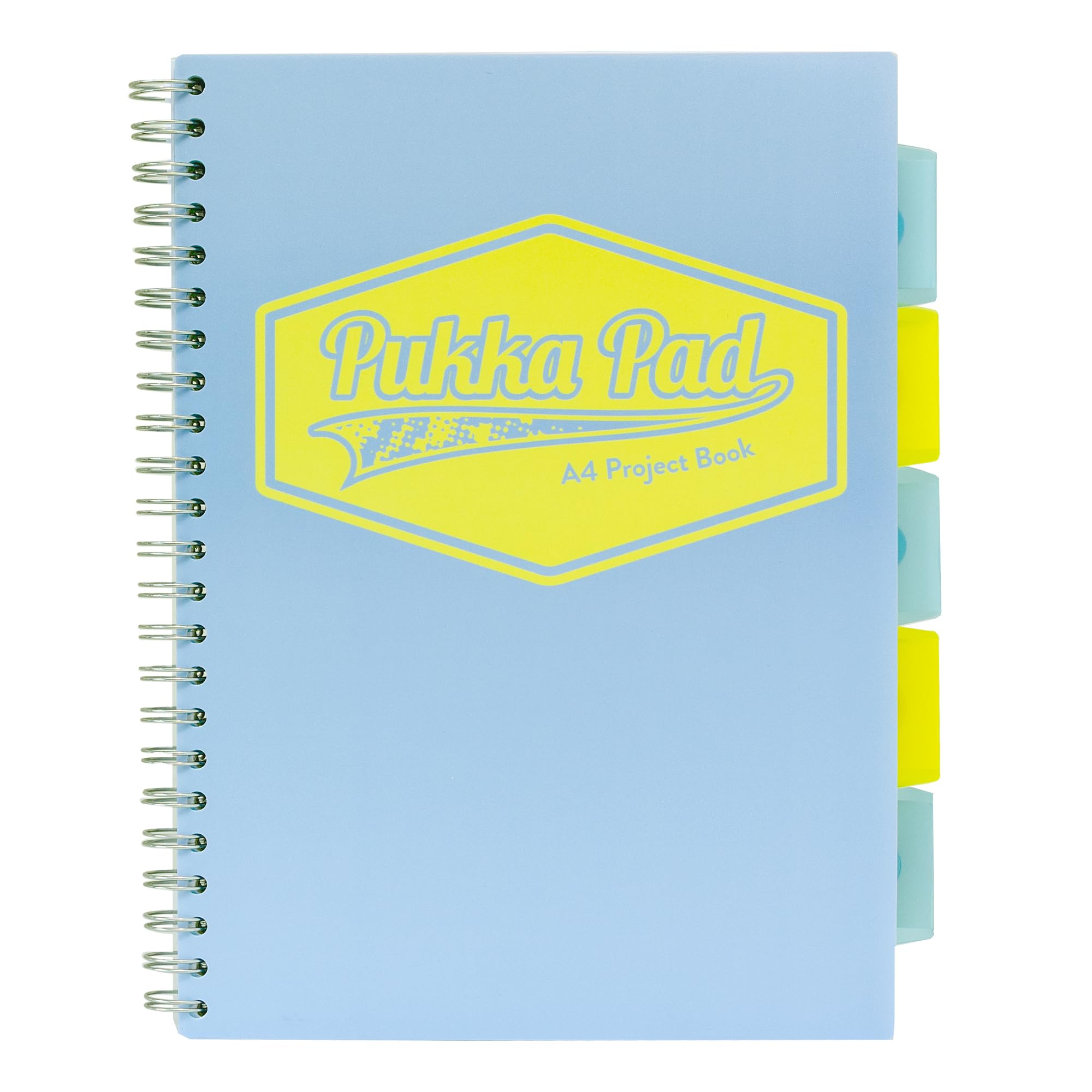 Pukka Pad Project Spiral Notebook - 200 Pages, 100 Sheets of 80GSM Paper with Repositionable Dividers & Perforated Edges for School & Office Planning & Organization - A4-29.7 X 23cm, Pastel, Blue