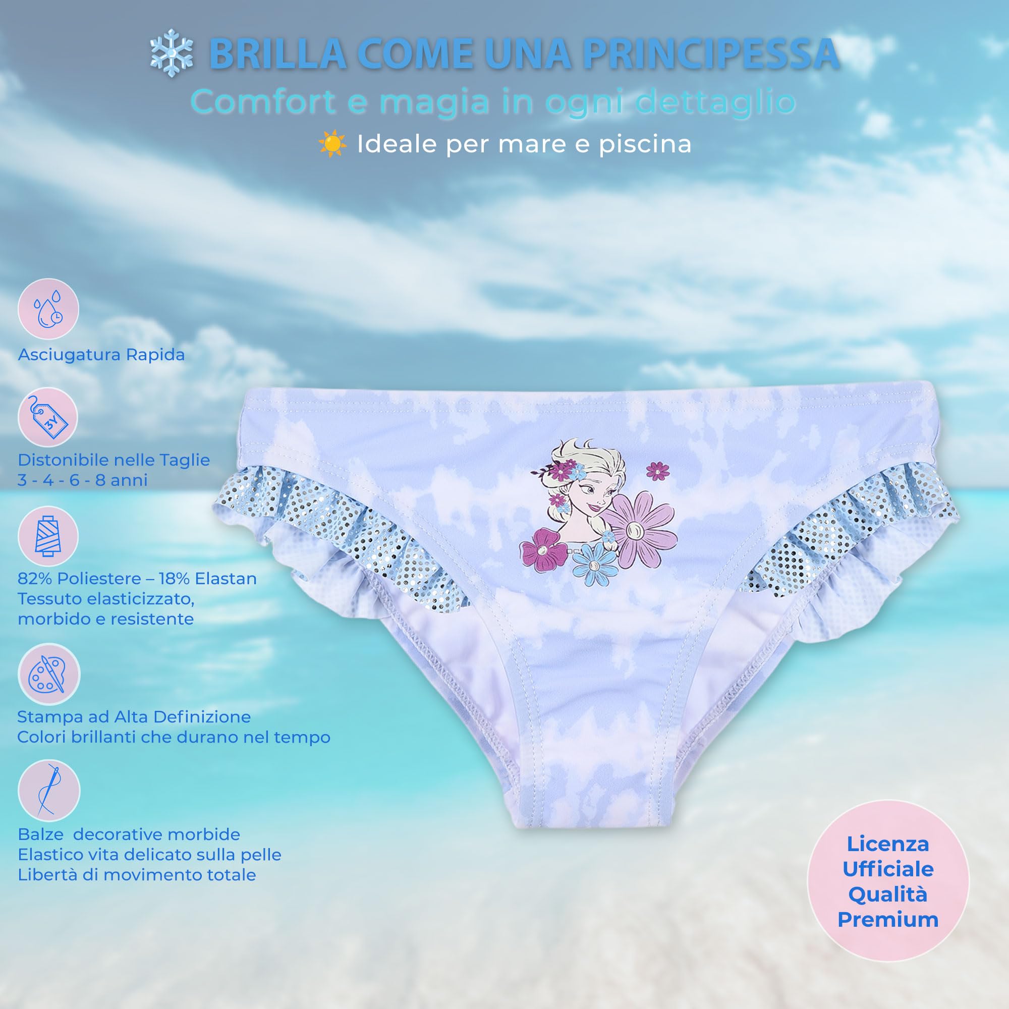 Disney Frozen 2 - Fille - Maillot de bain Monokini Slip Mer Piscine - Produit original sous licence officielle