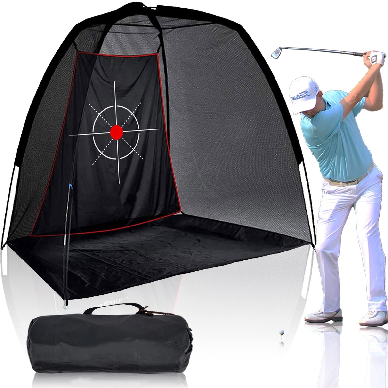 Filet d'entraînement de golf : 240 x 180 x 150 cm Bâche PE en acier inoxydable Pare-chocs Montage rapide pour adultes-enfants Jardin-Intérieur Driving