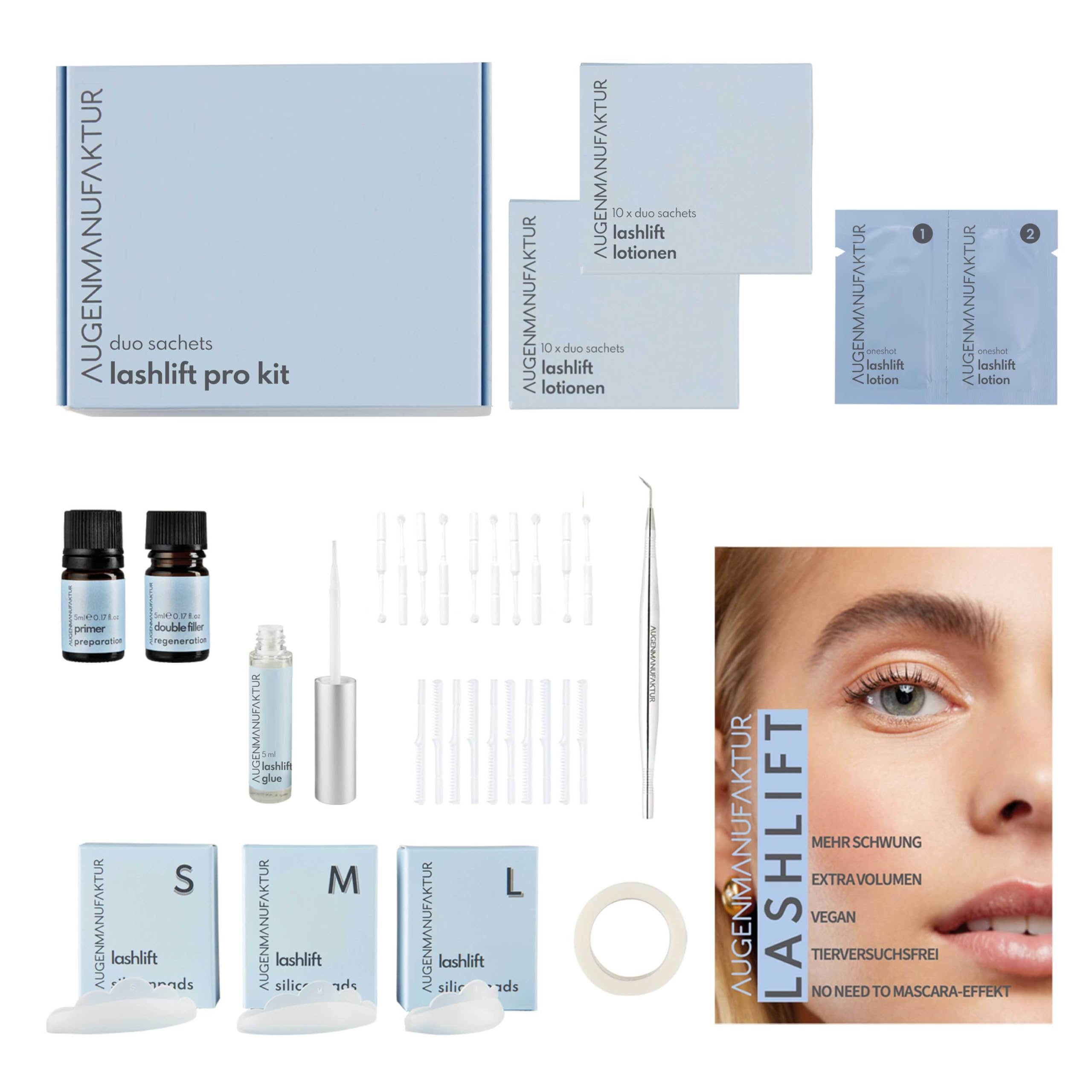 Augenmanufaktur Wimpernlifting Profi Kit mit Sachets - professionell für lange voluminöse natürliche Wimpern