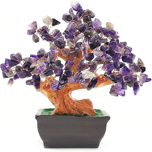 Feng Shui - Árbol de dinero de cristal de cuarzo para la suerte y la riqueza (morado)