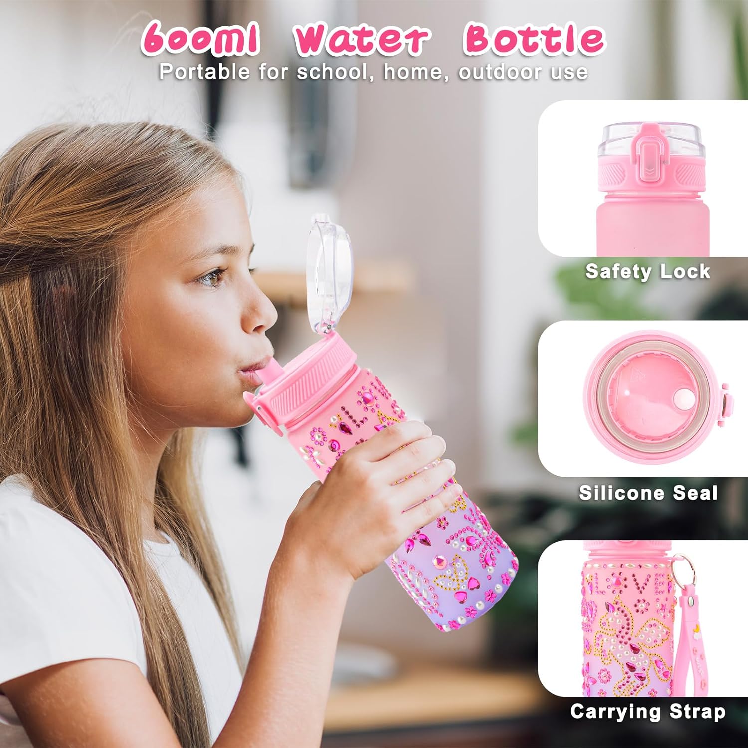 Gifts for Girls 4 5 6 7 8 9 10 11 Year Old, Decorate Your Own Water Bottle Baseball Cap with Cute Unicorn Stickers, Fun Arts and Crafts for Kids Ages 4-6-8-10, Toys Easter Gifts for Birthday