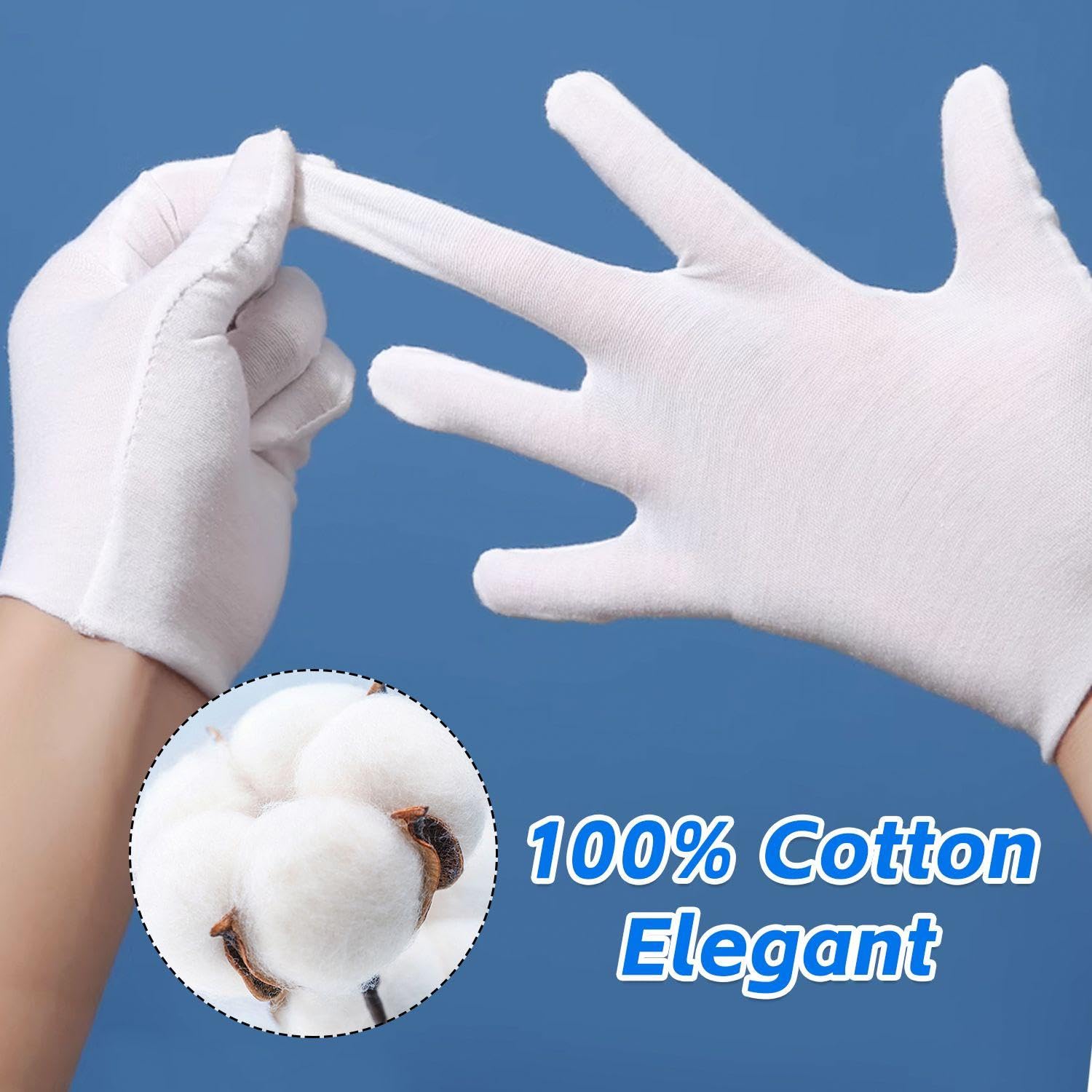 6 paia di guanti per touch screen, 6 paia di guanti da dito completi, guanti da lavoro, guanti idratanti per il sonno, guanti bianchi versatili