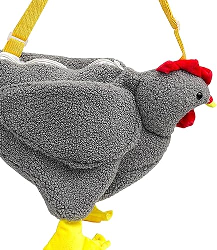 Vista 3 de TOOYFUL Bolso de pollo para niños y niñas, estilo animal, estilo vintage, caricatura, pollo, felpa, novia, esposa, Gris