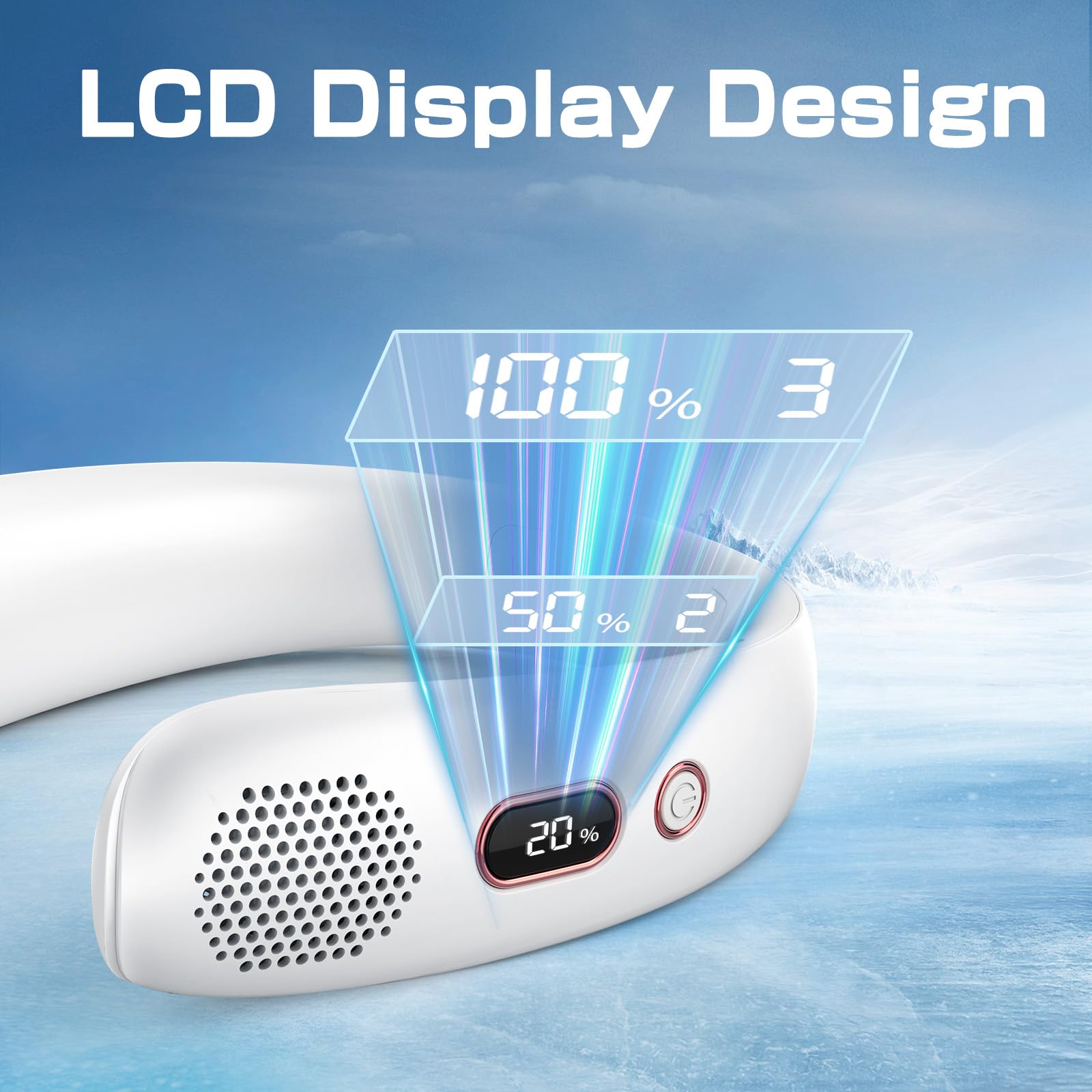 YAZEKY Ventilateur de Cou,Portable USB Ventilateur de cou sans lame Silencieux avec flux d’air à 360°,3 Vitesses Rechargeable Mini Ventilateur Personnel pour Bureau Domicile Voyage En Plein Air(Blanc)