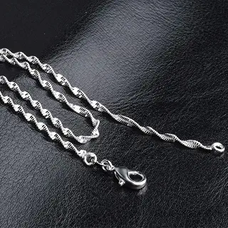 Jewelry ネックレスペンダントチェーン首輪925スターリングシルバーツイストシンガポールの水波のチェーンリンクネックレス女性女の子子供子供のジュエリーKolye 16-24" 35センチメートル、80センチメートルシン
