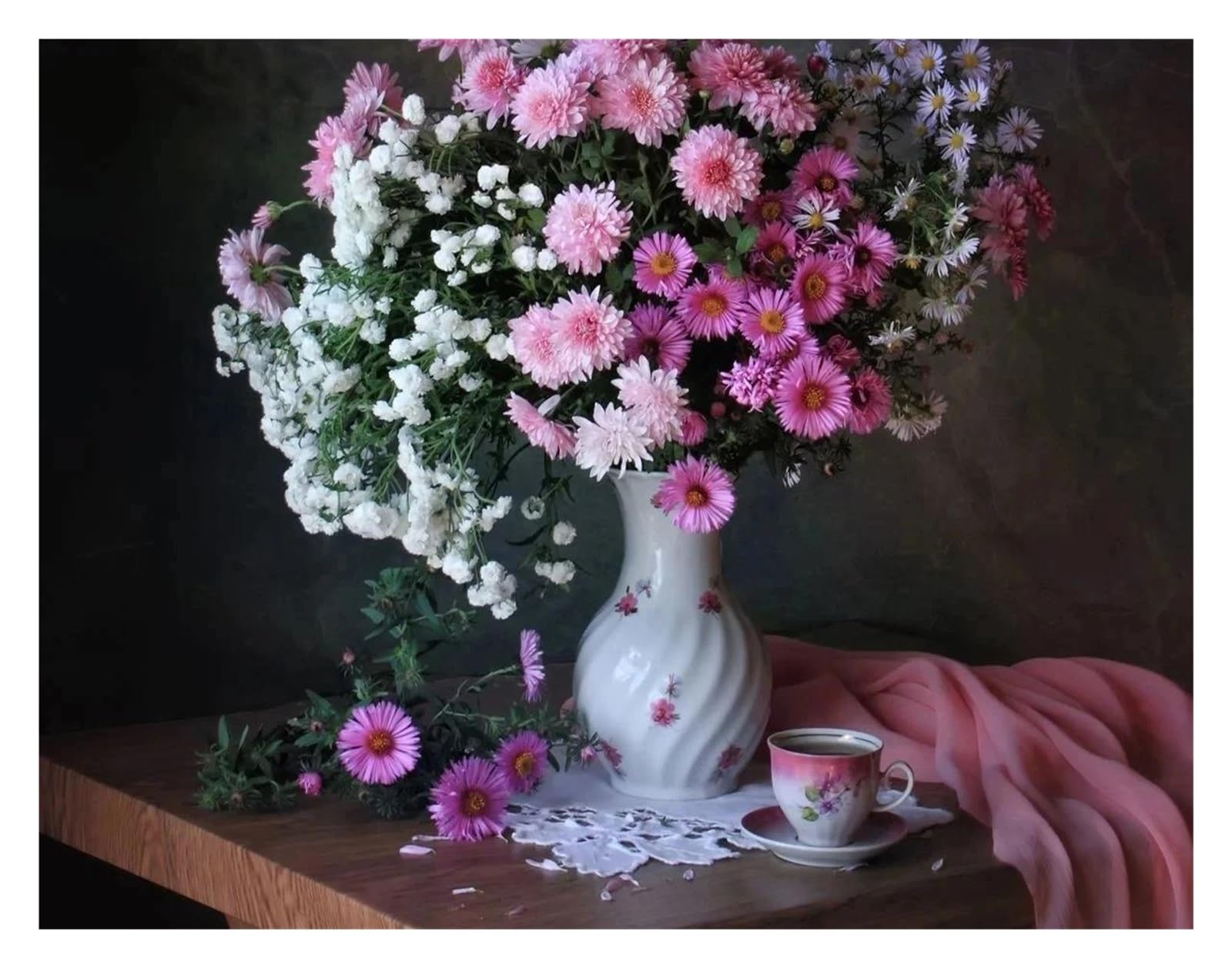 Tableau nature fleurs peinture à l'huile pour un salon cosy