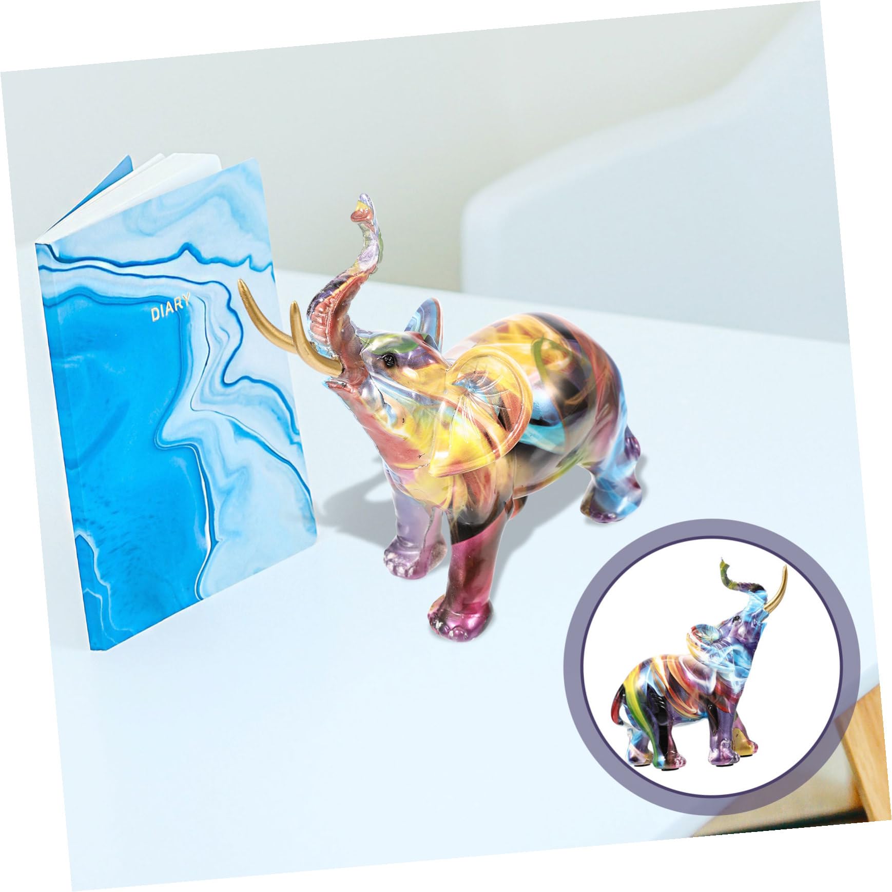 Estatua de Elefante de Resina Decorativa con Acabado Perlado Figura Artística Europea para Decoración de Hogar y Oficina Adorno Resistente y Elegante para Escritorio y Salón