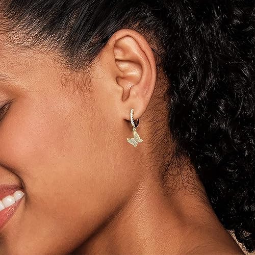 Miniatura 3 de Aretes chapados en oro de 18 quilates con diseño de rayo, aretes colgantes de oro punk con diamantes de relámpago, aretes colgantes de circonita