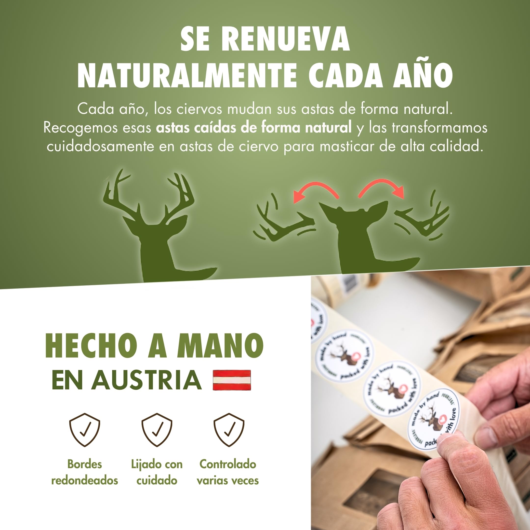 FOURLEGS® Asta Perro Natural Hecha de Asta de Ciervo 100% - con Minerales, Juguete Perro, Sabor a Venado, Huesos para Perros – Mordedor Perro – Tamaño XXL Mitad, Paquete de Ventajas (Pack de 5)