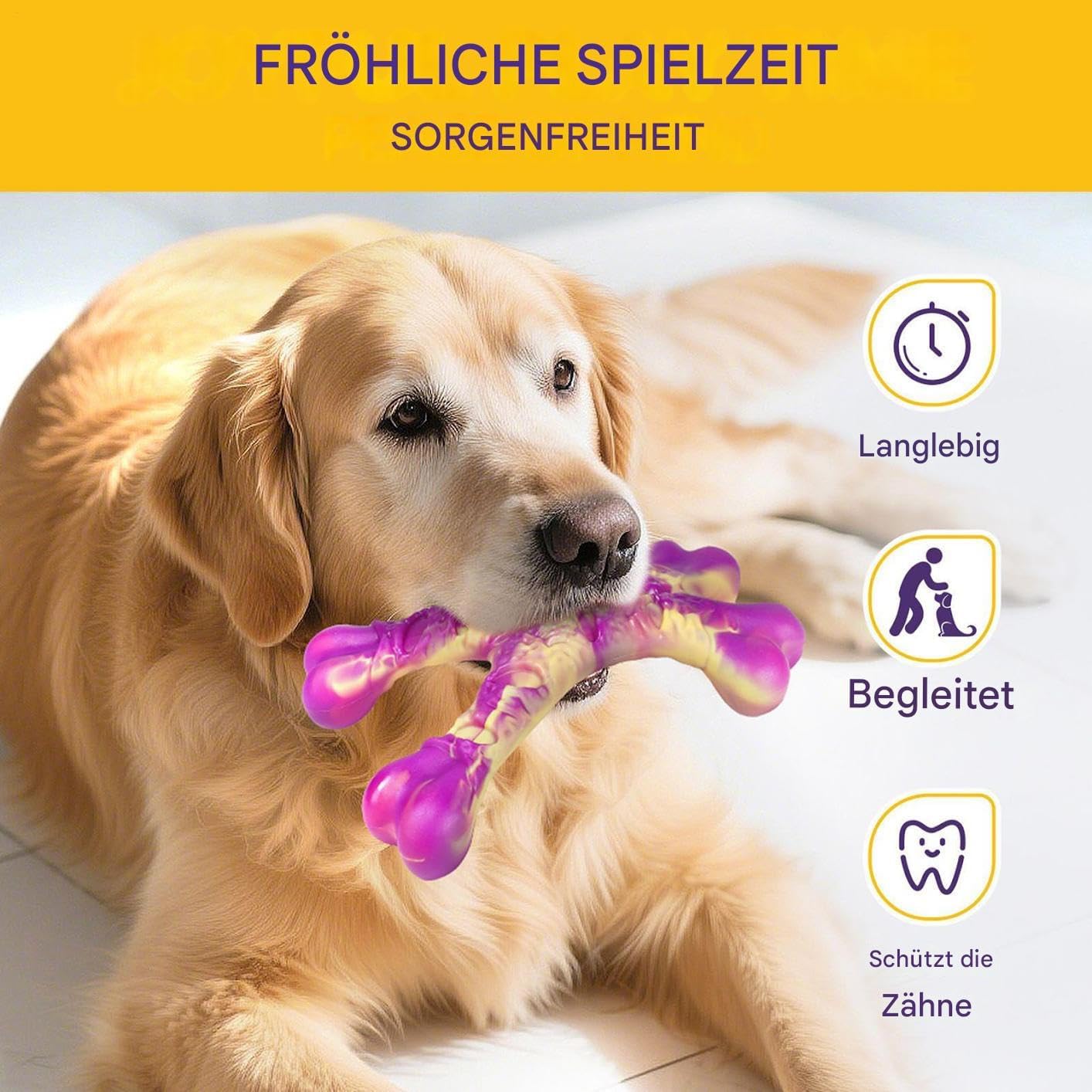 Set di 3 giocattoli interattivi da masticare per cani in nylon | Materiale privo di schegge per la pulizia dei denti; adatto per cuccioli di piccola e media taglia e tutte le razze; per
