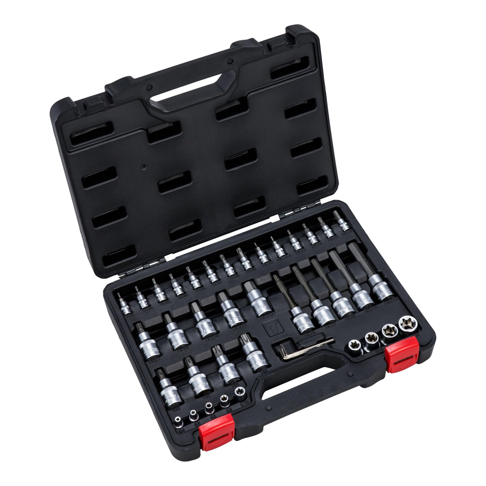 STIER Set di chiavi a bussola e bit, 1/2 pollice, 1/4 pollice, ISK/TX, 42 pezzi