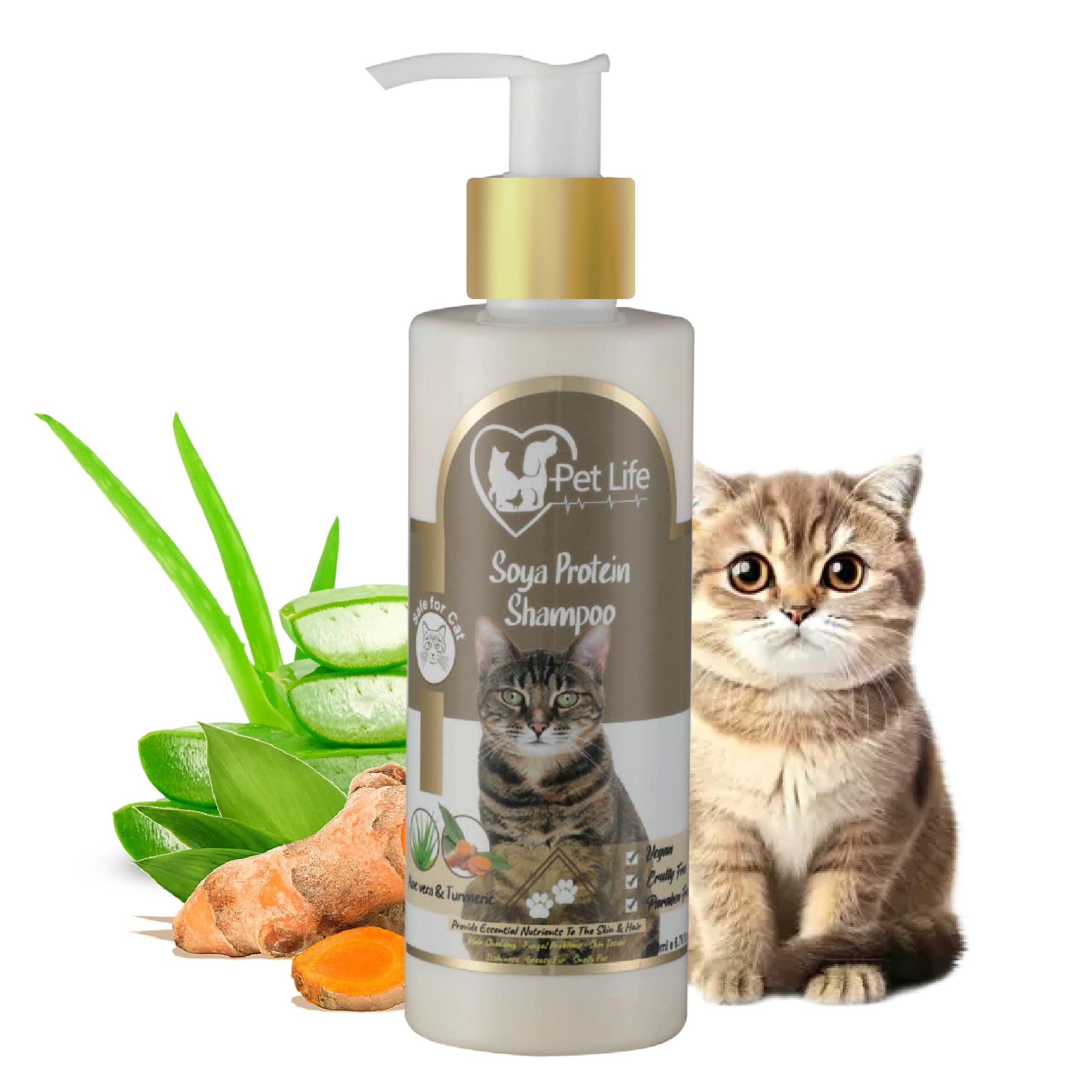 Pet Life Pure Organic SOYA Protein Shampoo for Cat Effective to Greasy Hair/Smelly Fur/Hair Shedding/Silky & Shiny Hair/Protein Rich Cat Shampoo - Pet Friendly Formula for All Cat Breeds – 200 Ml (B09XWXYWFF) Amazon Price History, Amazon Price Tracker