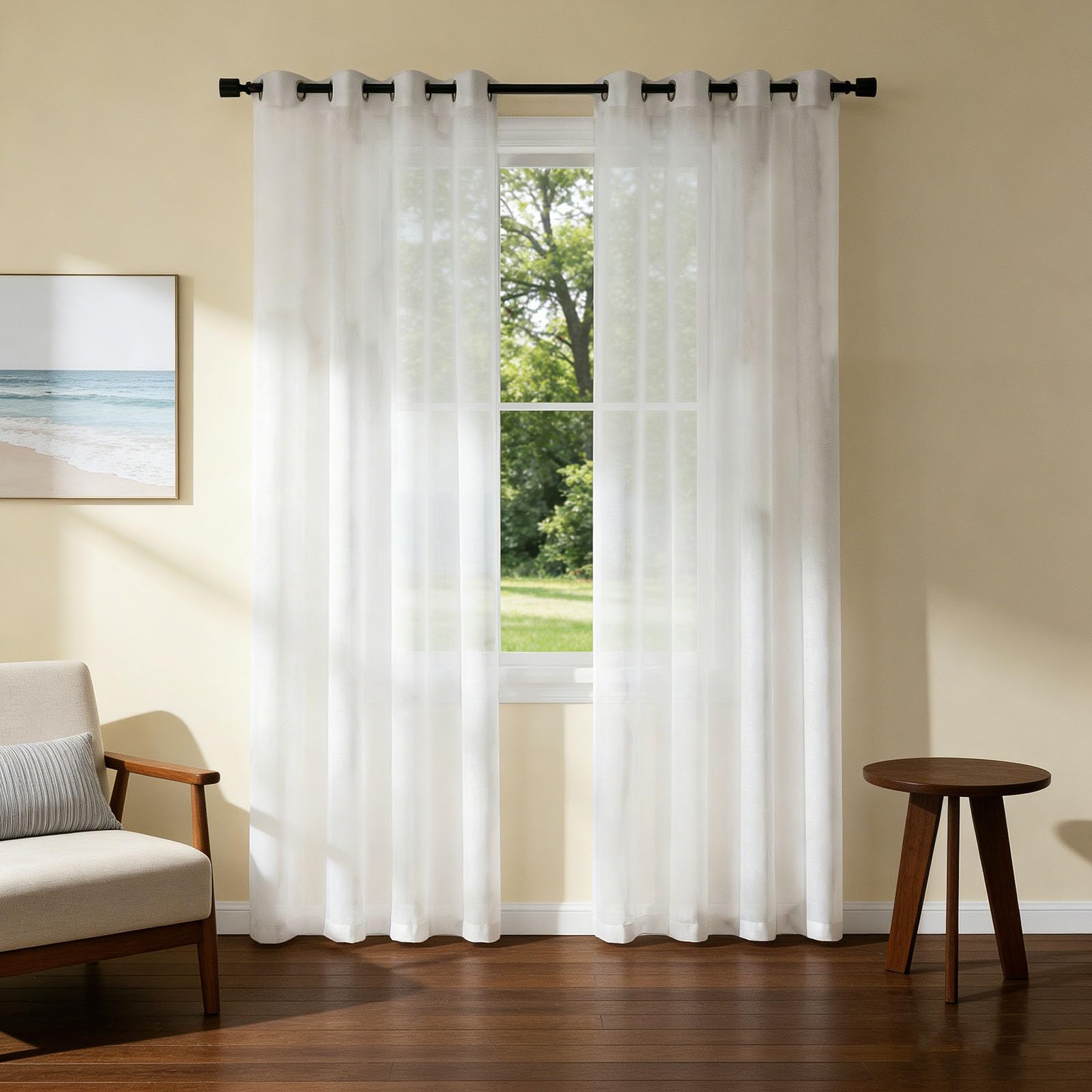 Rideaux voilages rideau blanc 145x80 décoration maison filtrage lumière salon oeillets