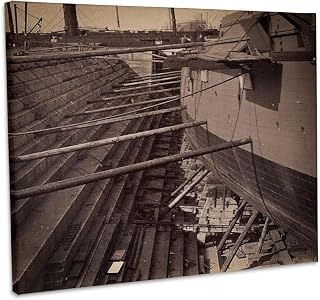 3dRose Brooklyn Navy Yard Dry Dock Building a Union Warship Civil War 1860s Museum Grade Canvas Wrap 14x11