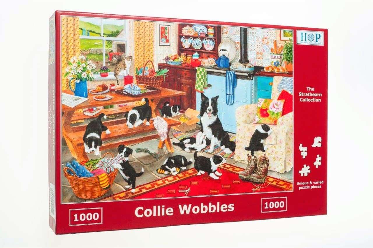 The House of Puzzles - Collie Wobbles Jigsaw - 1000 Piece Jigsaws for Adults Artist Illustrated, Scenic Landscape, Deluxe Puzzle Gifts