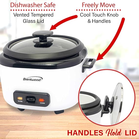 Brentwood 7-Function Smart Rice Multi-Cooker Food Steamer, Slow Cooker, Saute, Keep Warm, and 15hr Delay Timer, Stainless Steel (White, 10 Cups Cooked / 5 Cups Uncooked)