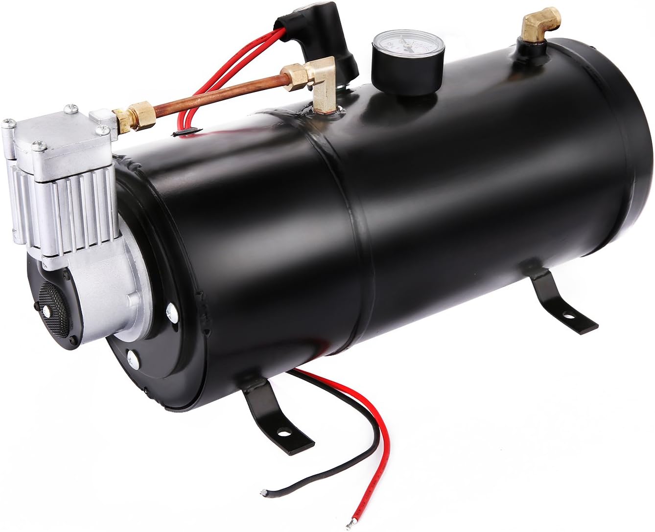 COOCHEER 150DB Train Horn Kit, 4 Trumpet Train Air Horn Kit With Super Loud 120PSI 12V Air Compressor for Truck Car Boat Vans Most 12V Vehicles(Black)