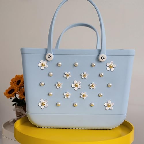Miniatura 4 de Abalorios de flores compatibles con bolsa Bogg y Simply Southern Totes, accesorios de abalorios de inserción de perlas