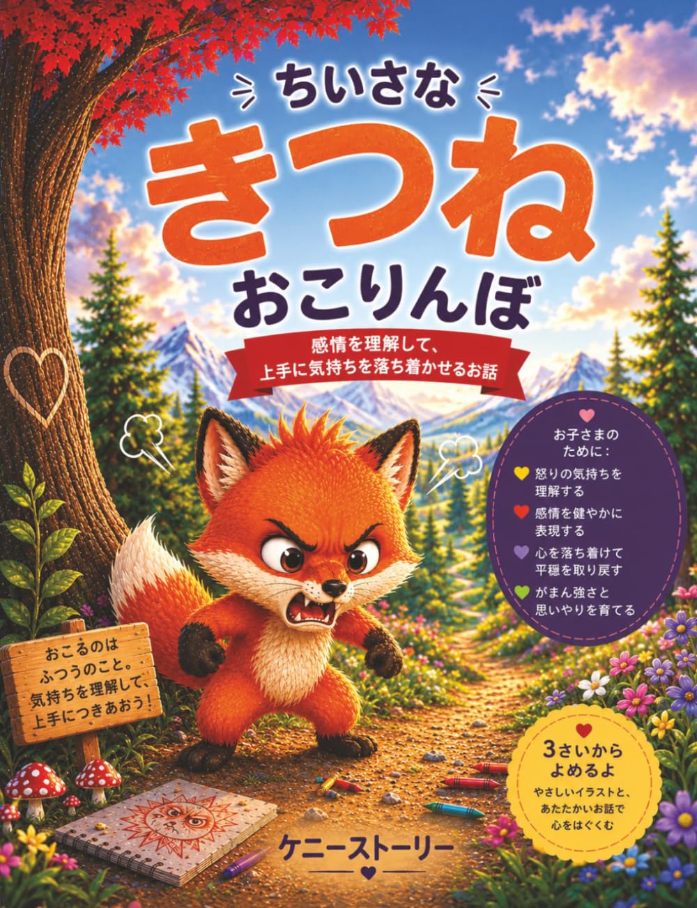 おこりんぼうの小さなキツネ: 感情を理解し、落ち着く方法を学ぶ絵本 + 3歳から8歳までの子供のための呼吸法と塗り絵エクササイズ