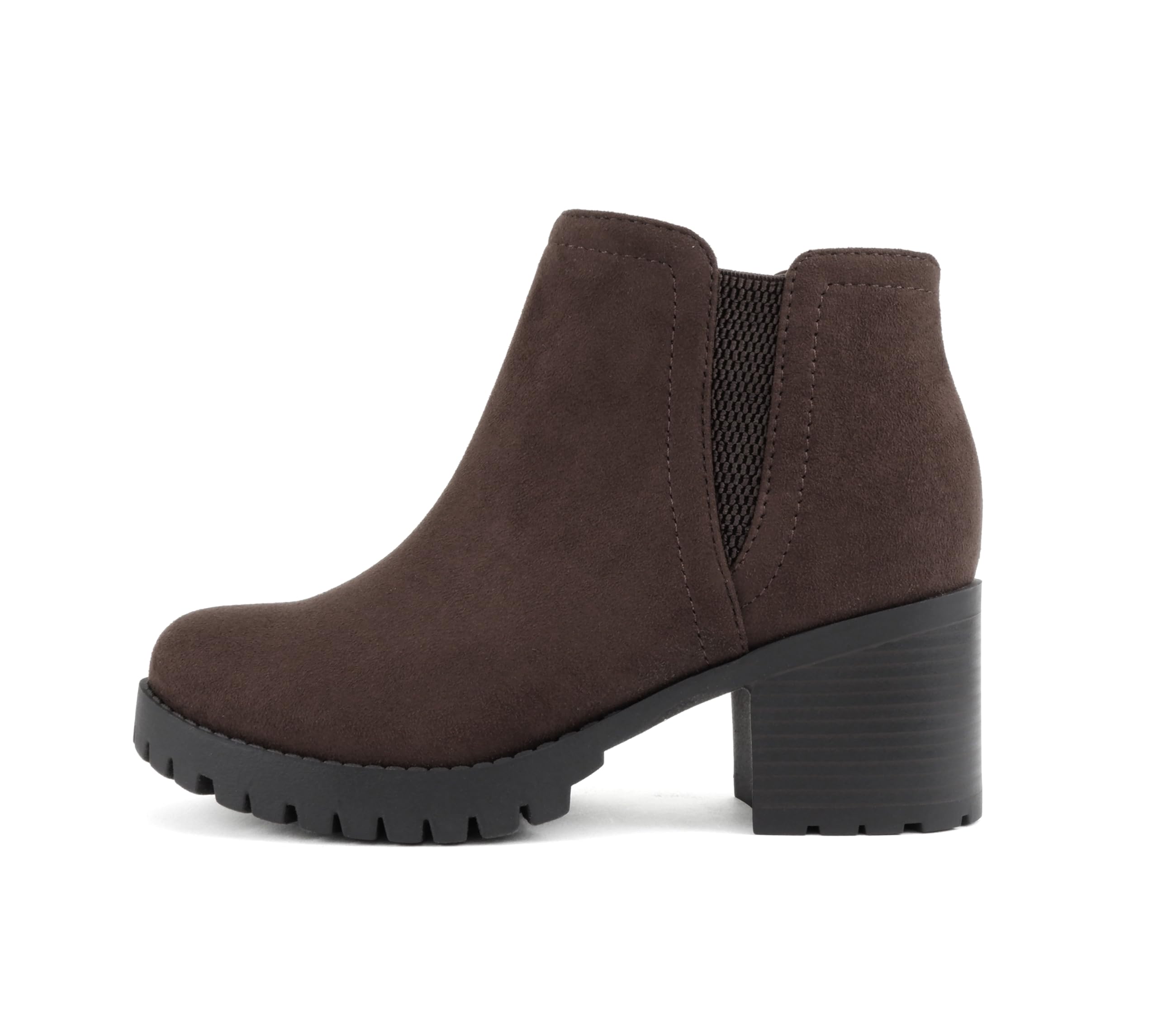 Soda Thumb - Women Lug Sole Ankle Boot with Side Zipper