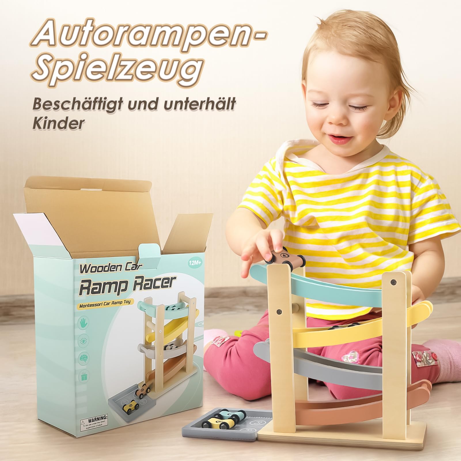 Vanplay Montessori Spielzeug ab 1 Jahr Auto Spielzeug Kugelbahn Holz ab 1 2 Jahr Holzspielzeug Geschenk 1 2 Jahre Junge Mädchen
