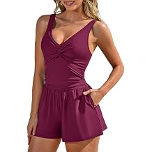 Charmo Romper Swimsuits for Women 2026 Tummy Control One Piece Swimsuit with Shorts Slimming Bathing Suit for Women
