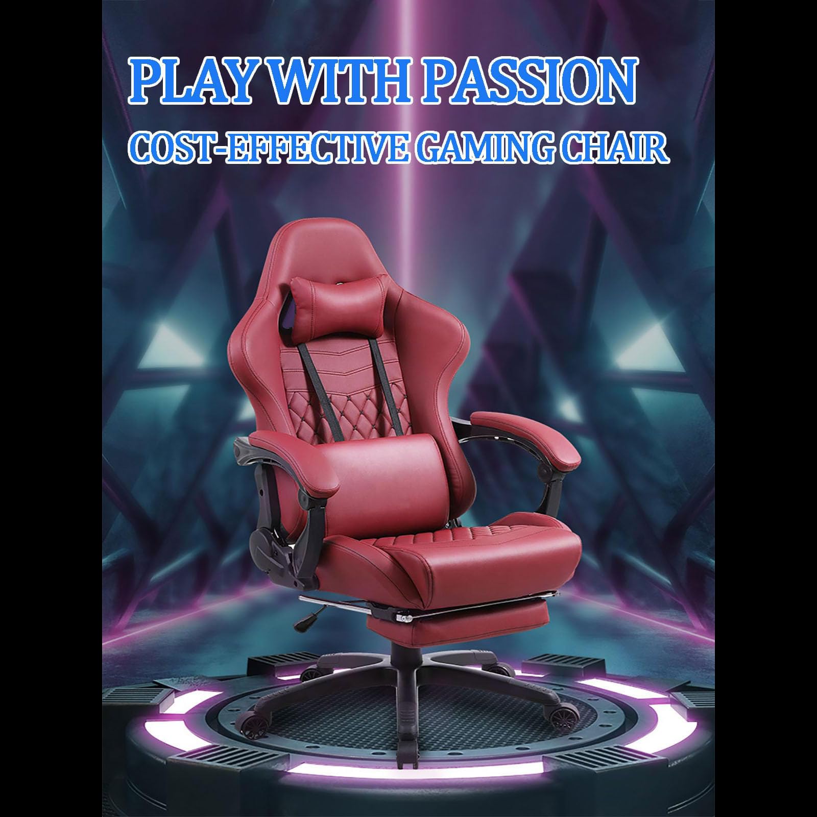 Silla Gaming para Personas Altas Y Corpulentas, Silla Gaming Ergonómica para PC con Reposapiés, Silla Reclinable De Estilo Deportivo para Adultos, Silla Gaming De Alta Resistencia