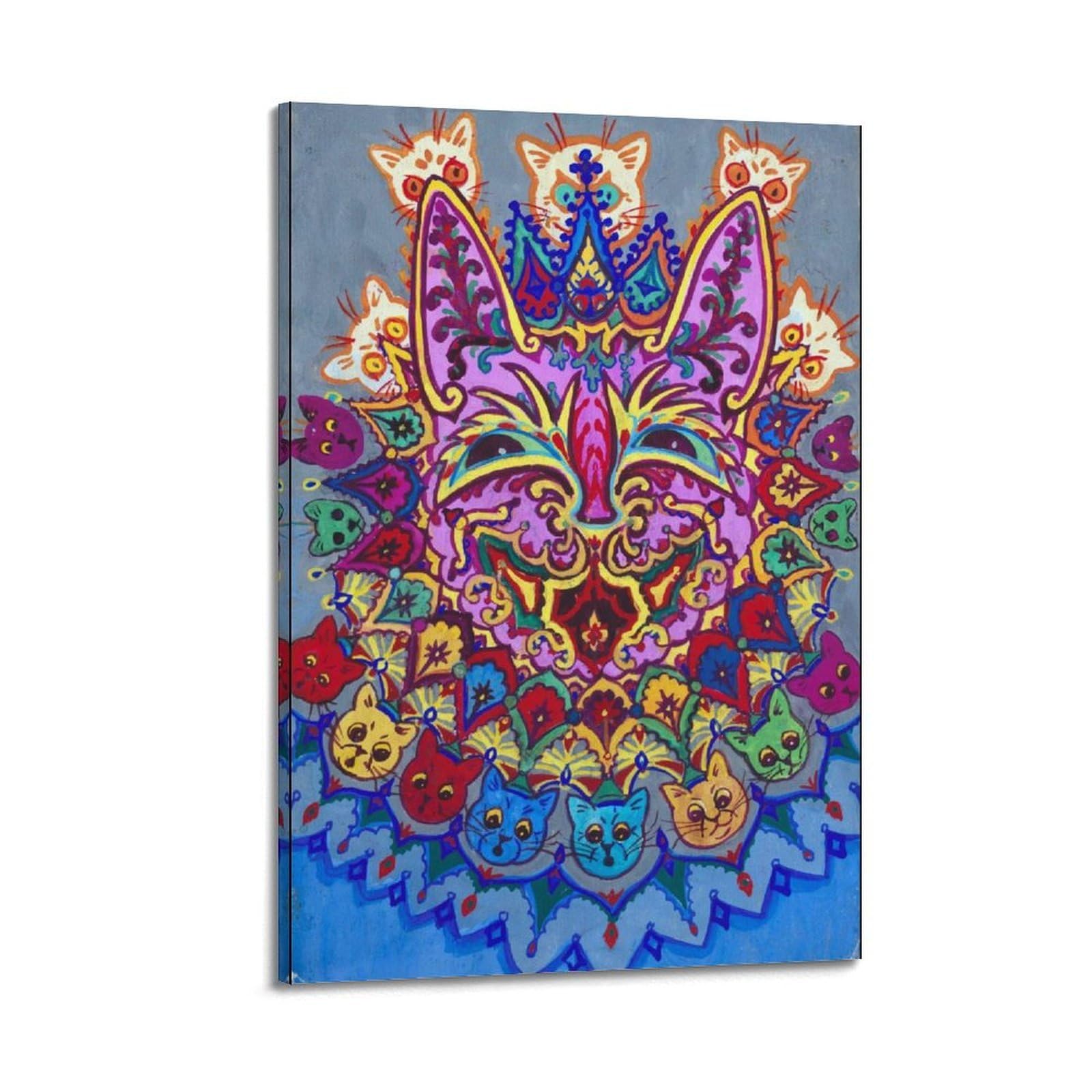 YMXSDIMDS Psychedelic Cats by Louis Wain Painting Poster Canvas Wall Art Decorative Picture Prints Modern Decor 12x18inch(30x45cm)