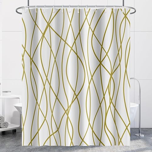 Miniatura 113 de Cortina de ducha pequeña a rayas gris claro degradado para baño, 36 x 72 pulgadas, juego de cortina de ducha geométrica para cabina de RV con Gris