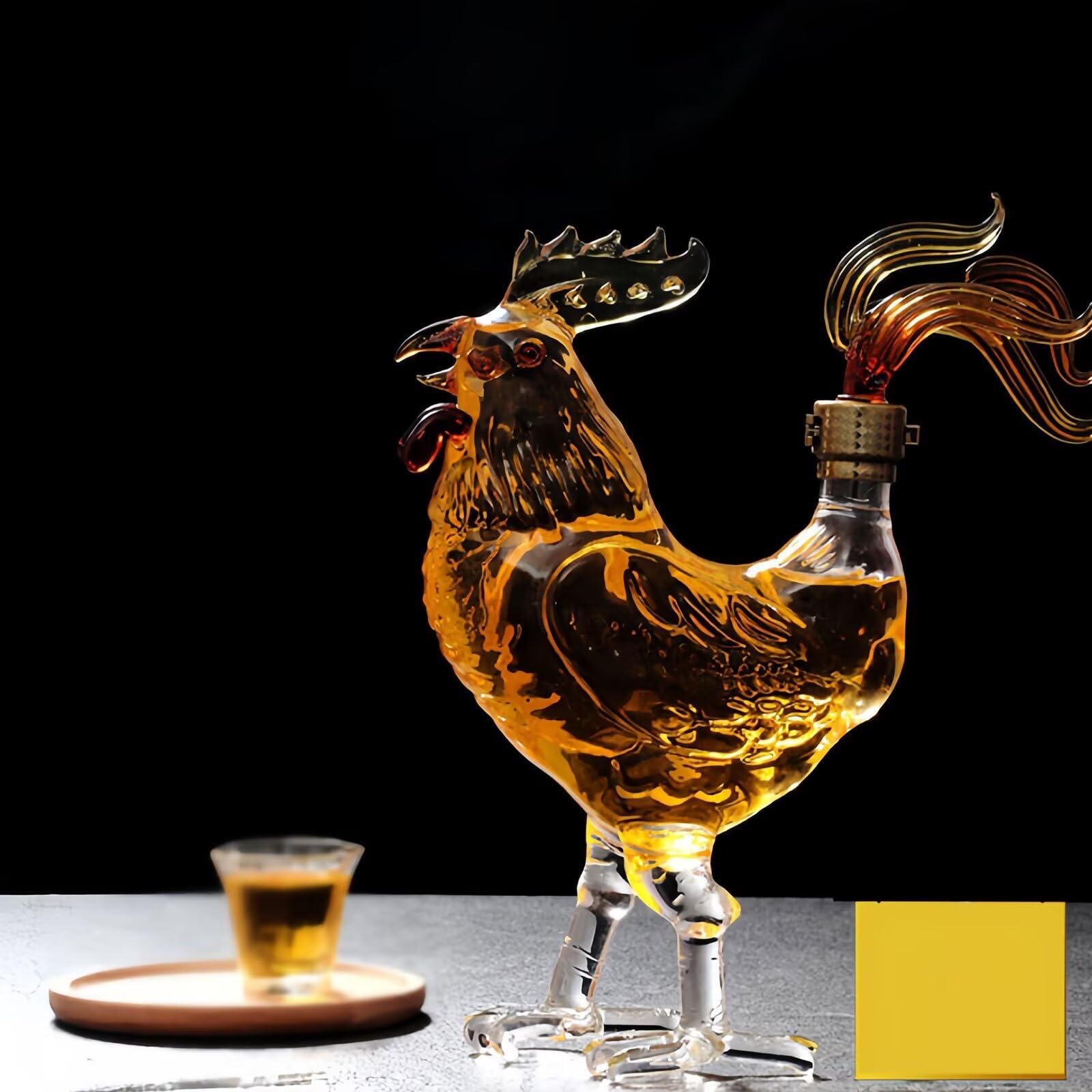 500ML/1000ML Decantador Whisky Arte Escultura - Escultura De Decantador De Whisky Con Forma De Gallo En 3D, Botella De Vino De Cristal Con Forma De Animal, Estatua Decorativa