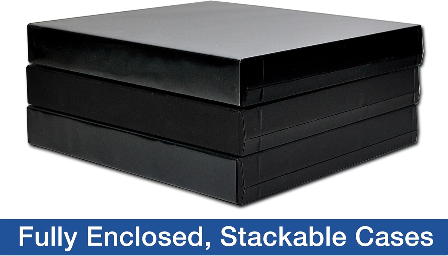 UniKeep 3 Ring View Binder - Binder Case is Fully Enclosed - Available in White, Clear, or Black and in Different Spine Sizes (Box of 15, Black, 1.5 Inch)