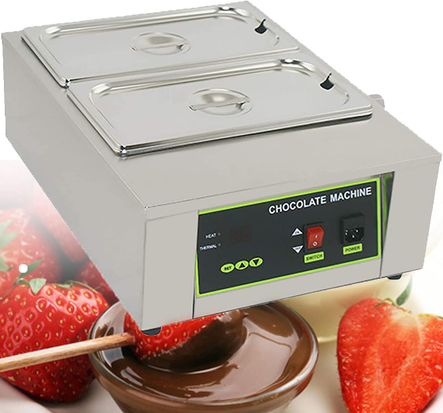 Chocolate Melting Machine, Commercial Chocolate Tempering Machine, Electric Chocolate Tempering Machine,Chocolate Heater Liquid Warmer Melting Pot 0-90℃,2grid