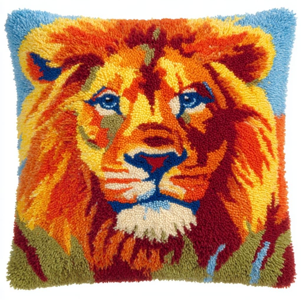 Axiangzik Lion Latch Hook Pillow Kits 17X17in,