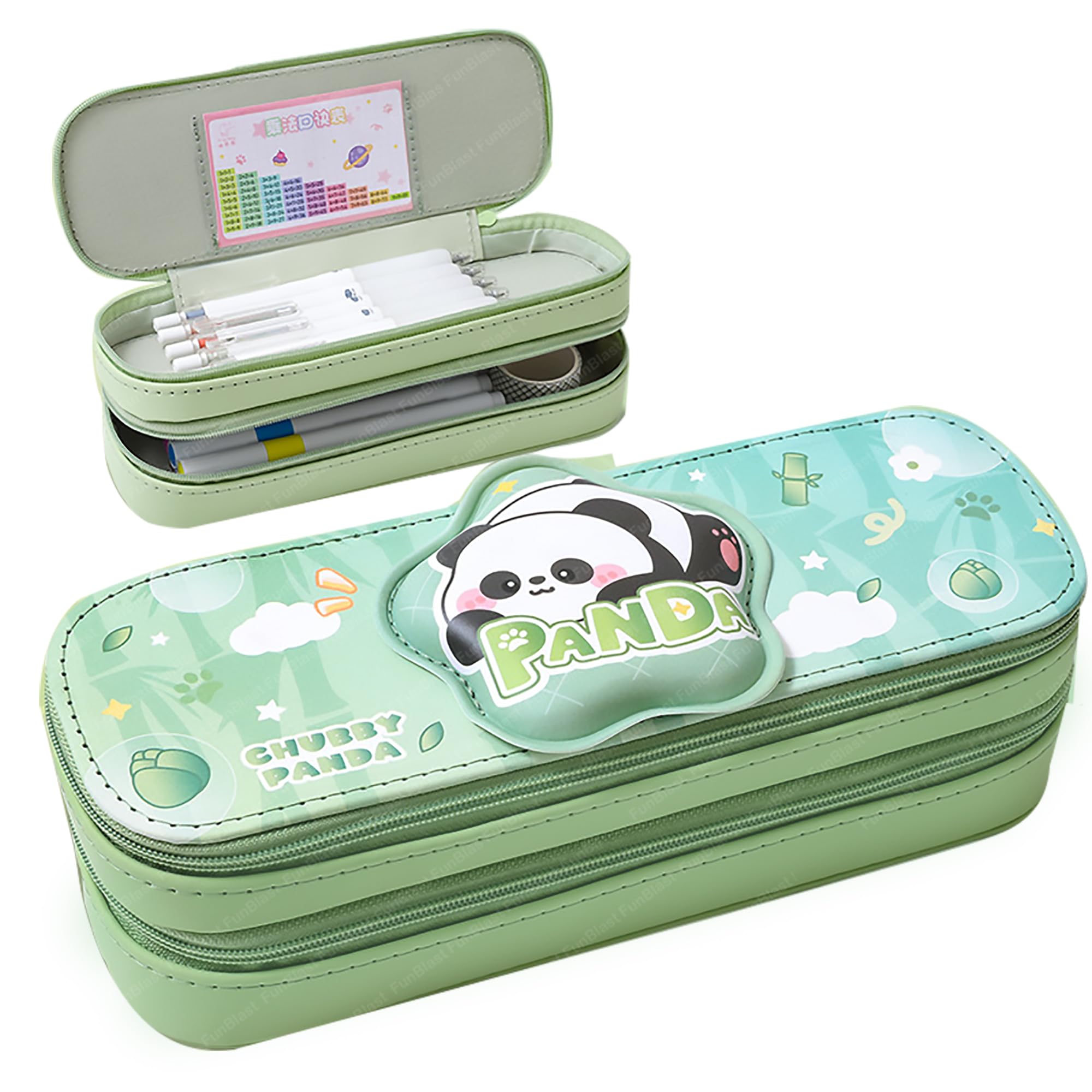 FunBlast Pouches for Girls - Large Capacity Double Layer Panda Pouch, Multi-Purpose Zipper Pouch Case for School Kids, Aesthetic Pencil Case for School & College Students (Green) (B0D7ZSTM8Z) Amazon Price History, Amazon Price Tracker