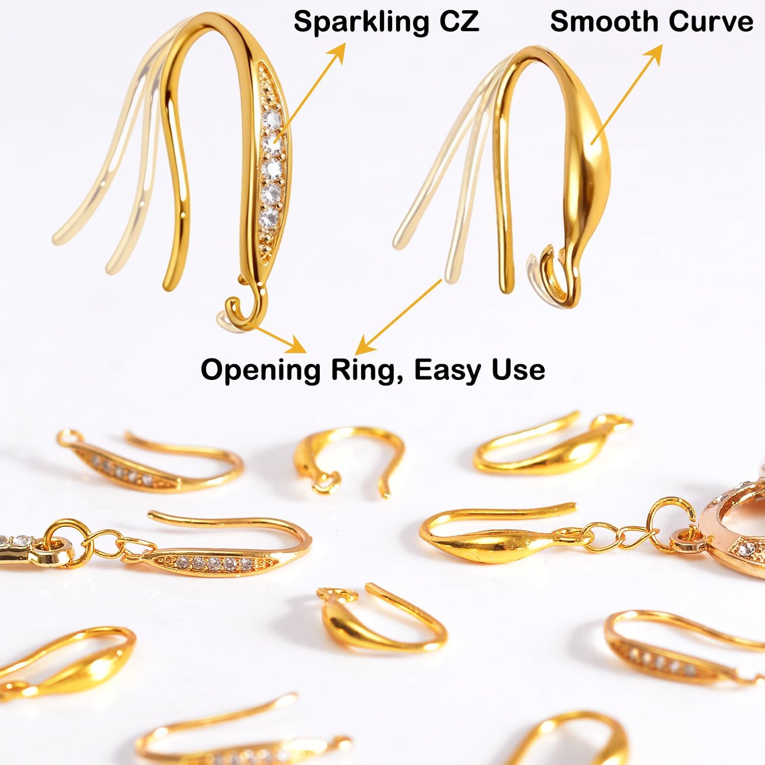 stino 16Pcs Chunky Earring Hooks for Jewelry Making (18K Gold Plated) | Chunky Earring Making Supplies