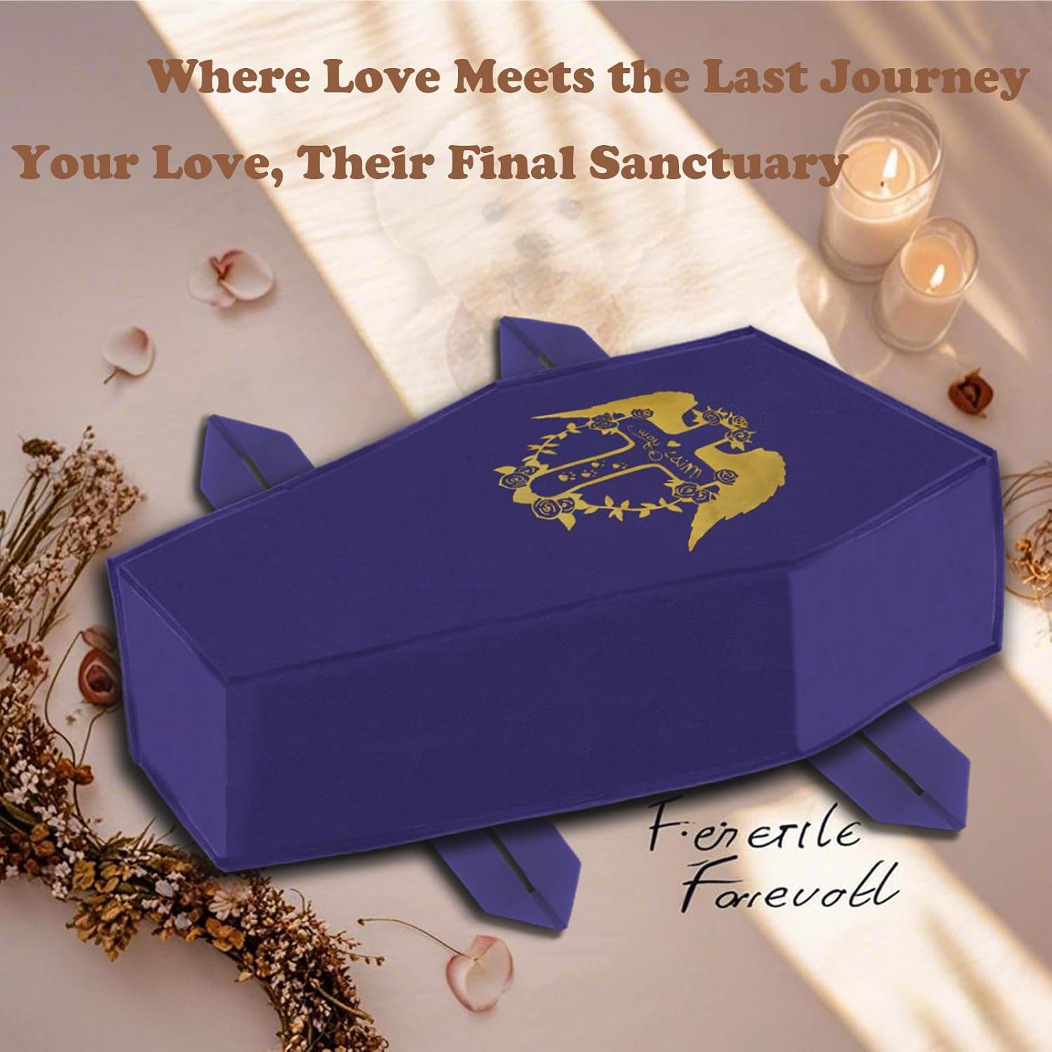 Pet Casket Pet Burial Body Bag,Eco-Friendly Pet Burial and Cremation,Safe and Biodegradable,Burial with Decency and Dignity for Dogs Cats and Animals (Indigo, L)