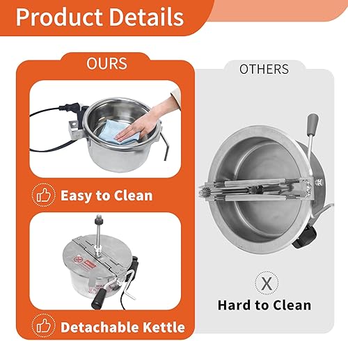 Miniatura 7 de Máquina comercial de palomitas de maíz de 12 onzas, máquina de palomitas de maíz de mesa de cine de 850 W con olla de acero inoxidable, vidrio