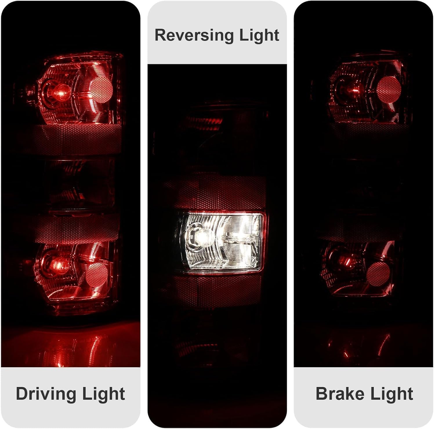 Tail Lights Assembly Compatible with 2007-2013 Chevy Silverado 1500 2500HD 3500HD & GMC Sierra 2500 HD 3500 HD, Rear Light Taillights Replacement # GM2801207 GM2800207(Black Border)