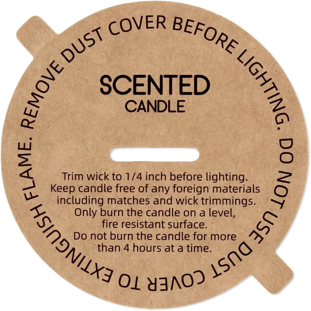 CandMak Candle Dust Covers, 48pcs Printed Kraft Card Candle Dust Lid with Pull Tab for Candle Making (12 Sizes)